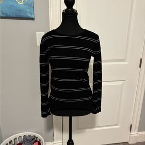 Kirkland Signature Black Sweater with White Stripes